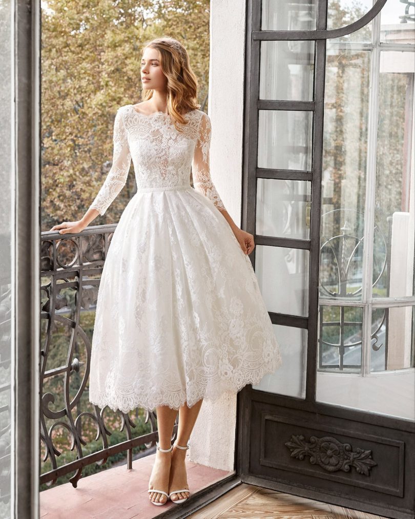 Long Sleeve Slim-fit Wedding Dress Lace Skirt